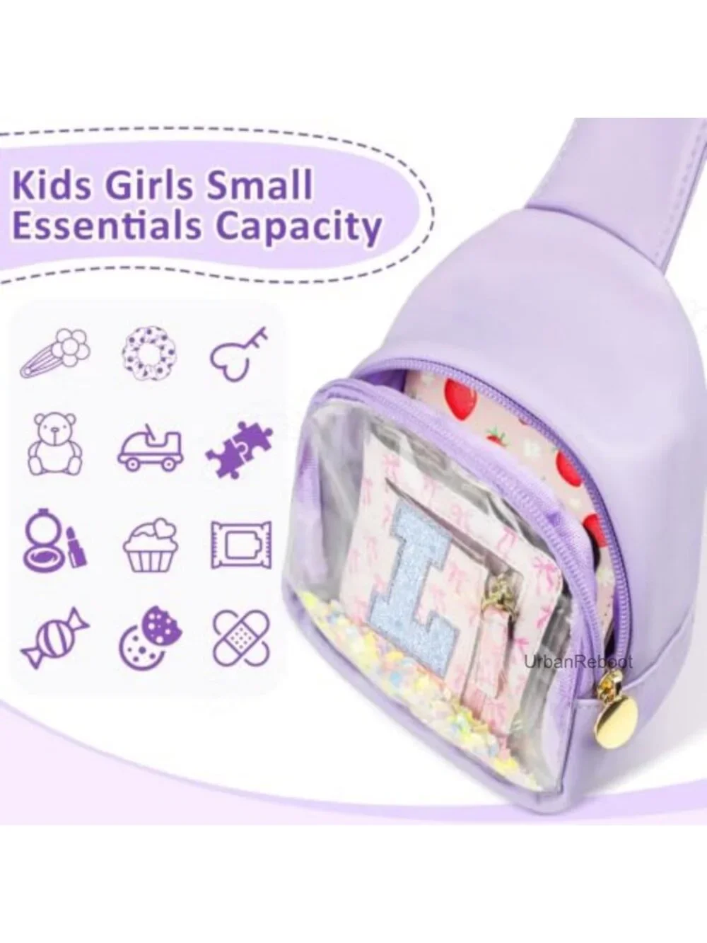 Clear Crossbody Sling Bag for Toddler Girls PU Leather Adjustable Strap